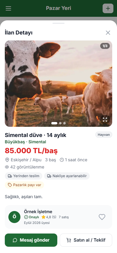 Pazar Yeri ilan ekranı